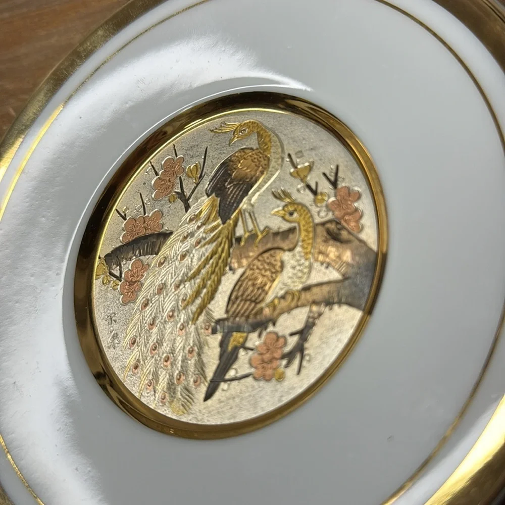 The Art of Chokin 24K Gold Edged 6” Round Plate with Stand